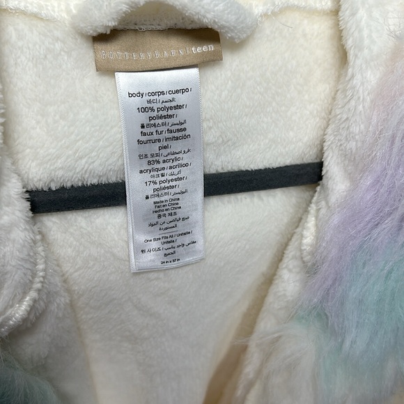 Pottery Barn Teen Unicorn Rainbow Faux Fur Robe - Picture 4 of 14